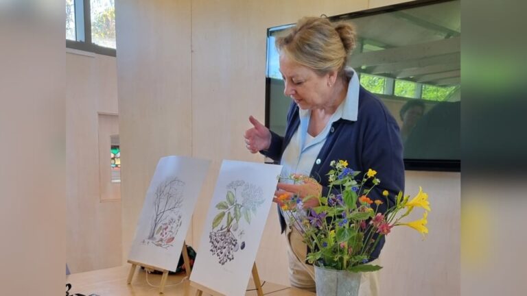 Workshop botanisch tekenen in de tuinen van Mien Ruys in Dedemsvaart — museum-expo in Hardenberg